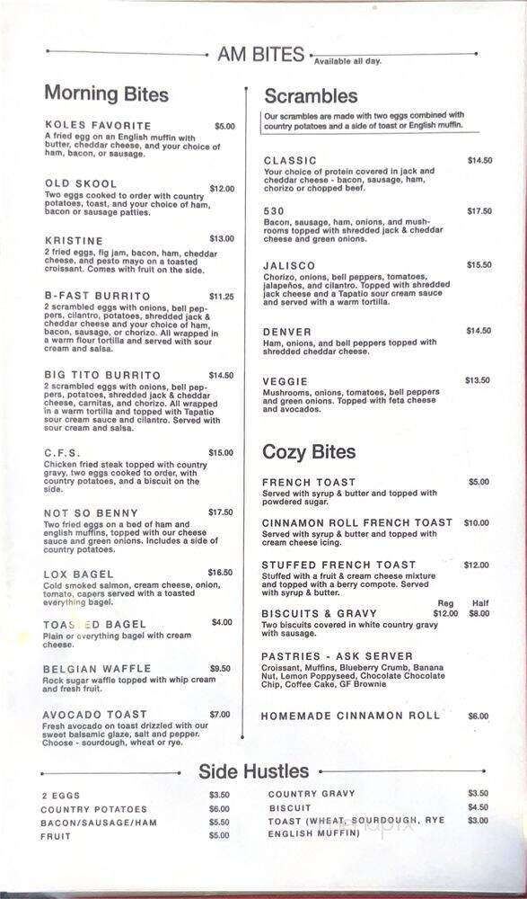 Carte Blanche - Willows, CA menu_pic