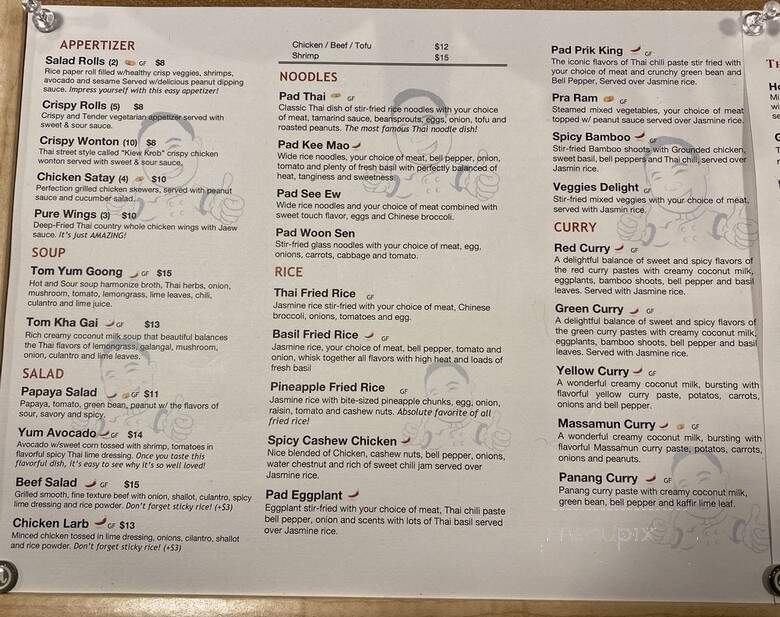 Pure Thai Cafe - Vancouver, WA menu_pic