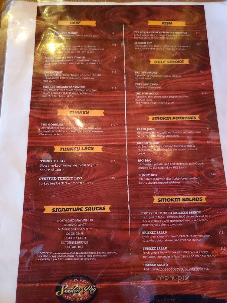 Smokin' Pig - Washington, DC menu_pic