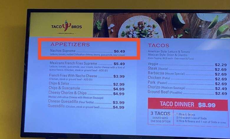 Taco Bros - Oak Park, IL menu_pic