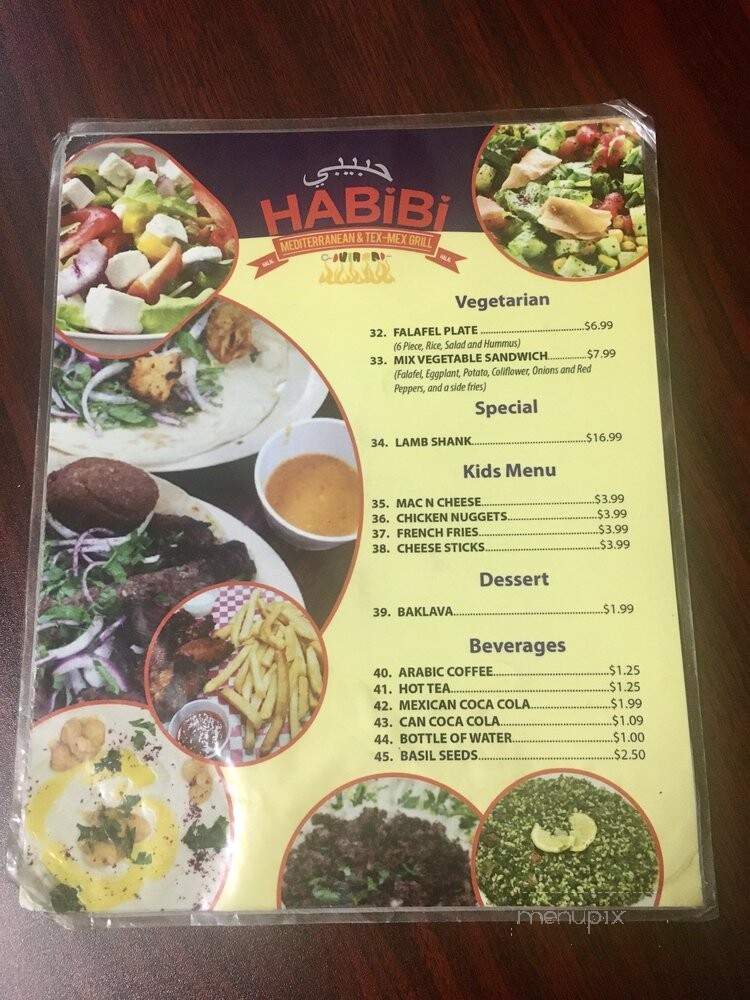 Habibi Mediterranean and Texmex Grill - Brownsville, TX menu_pic
