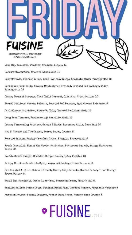 Fuisine - Baltimore, MD menu_pic