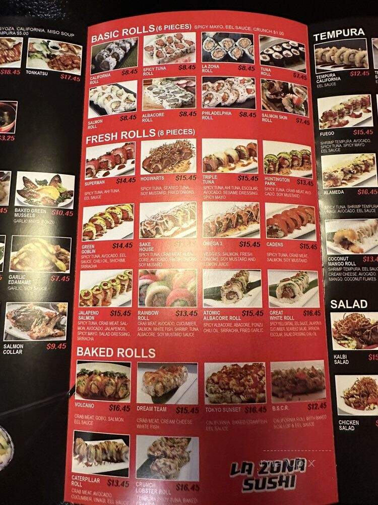 La Zona Sushi - Los Angeles, CA menu_pic