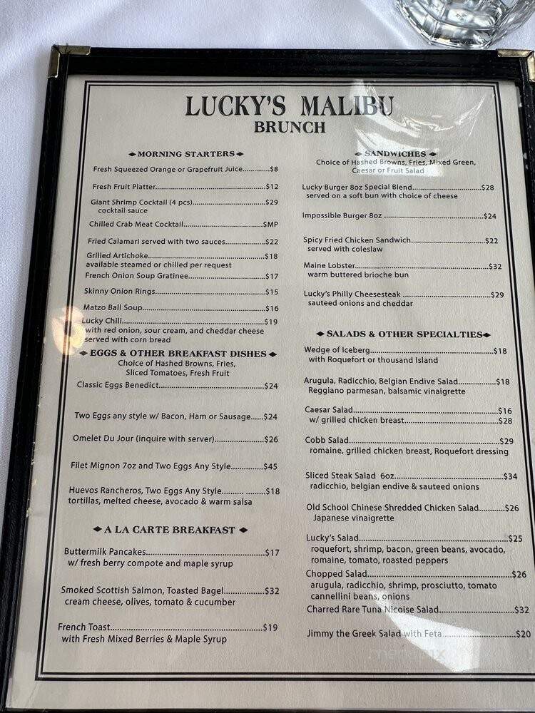 Lucky's - Malibu, CA menu_pic