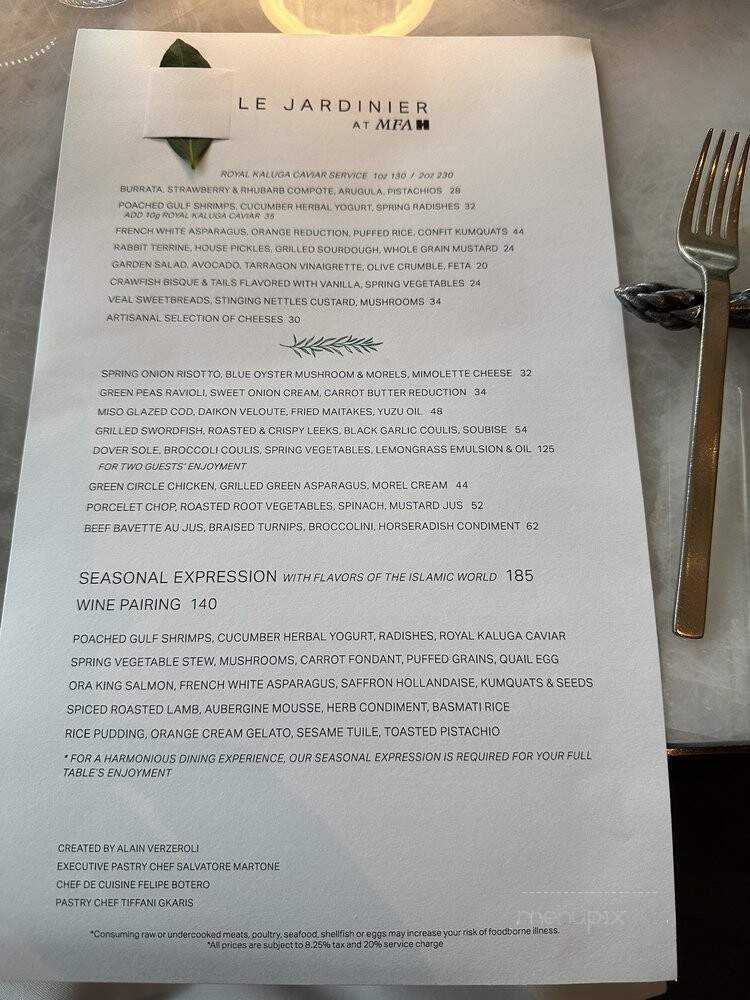 Le Jardinier - Houston, TX menu_pic