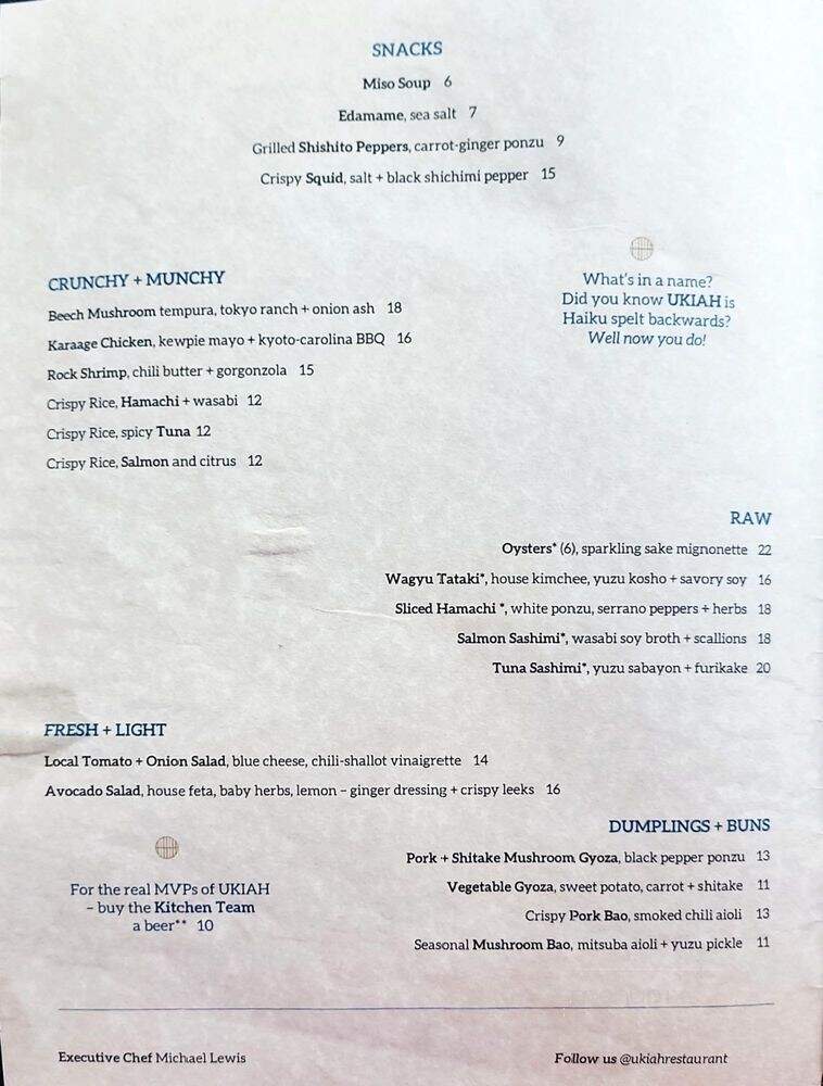 Ukiah - Asheville, NC menu_pic