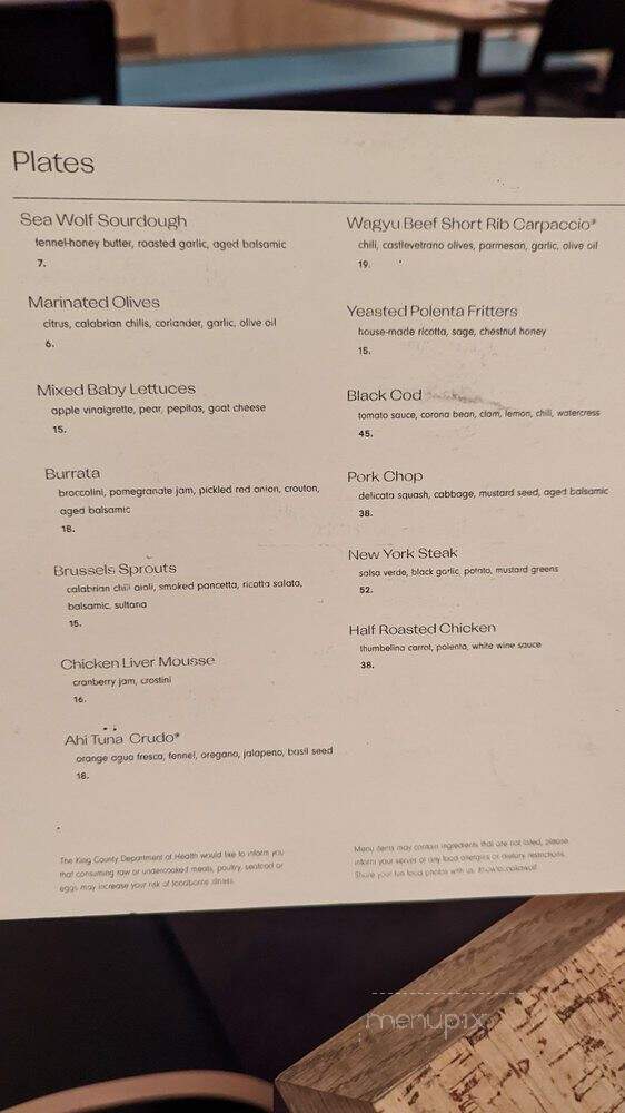 How to Cook a Wolf - Seattle, WA menu_pic