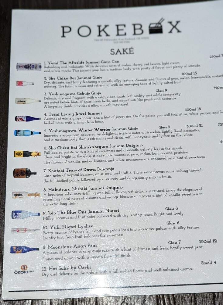Poke Box Sushi Bar - Portland, OR menu_pic