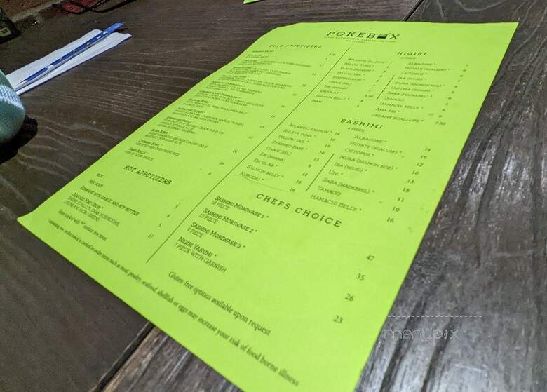 Poke Box Sushi Bar - Portland, OR menu_pic