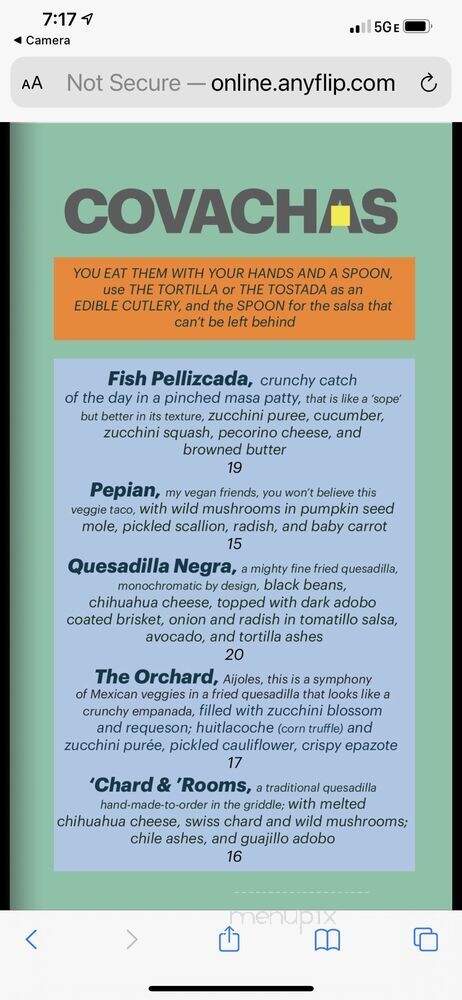 Covacha - New York, NY menu_pic