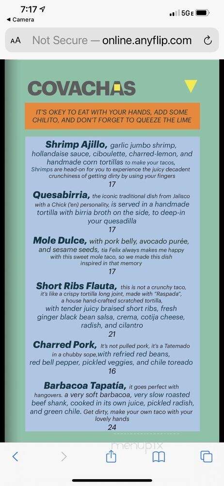 Covacha - New York, NY menu_pic