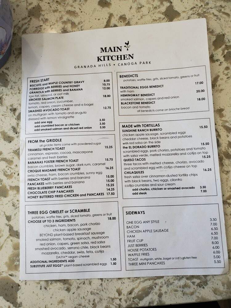 Main Kitchen Cafe - Canoga Park, CA menu_pic