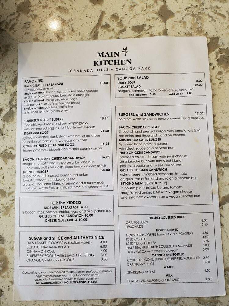 Main Kitchen Cafe - Canoga Park, CA menu_pic