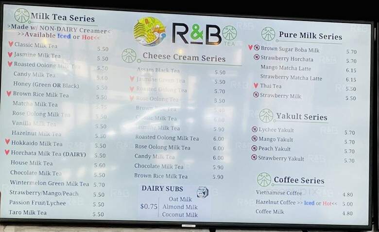 R&B Tea - Pasadena, CA menu_pic
