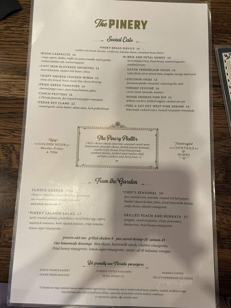 The Pinery - Orlando, FL menu_pic