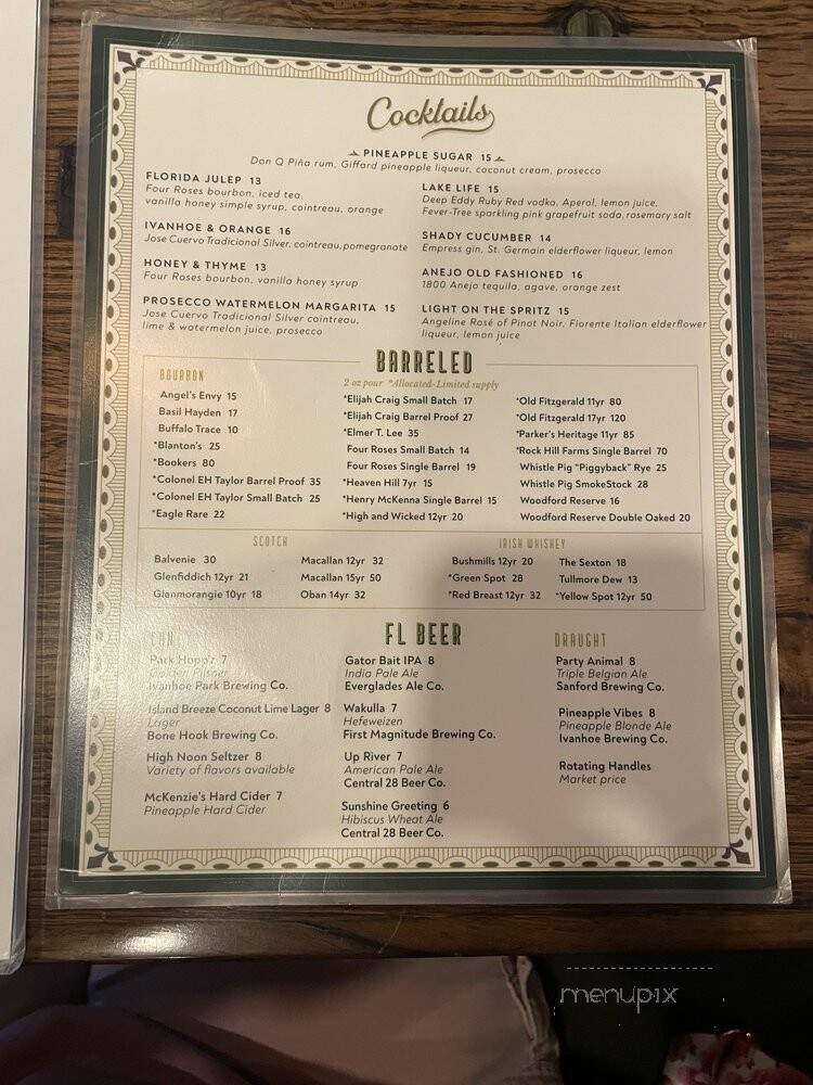 The Pinery - Orlando, FL menu_pic