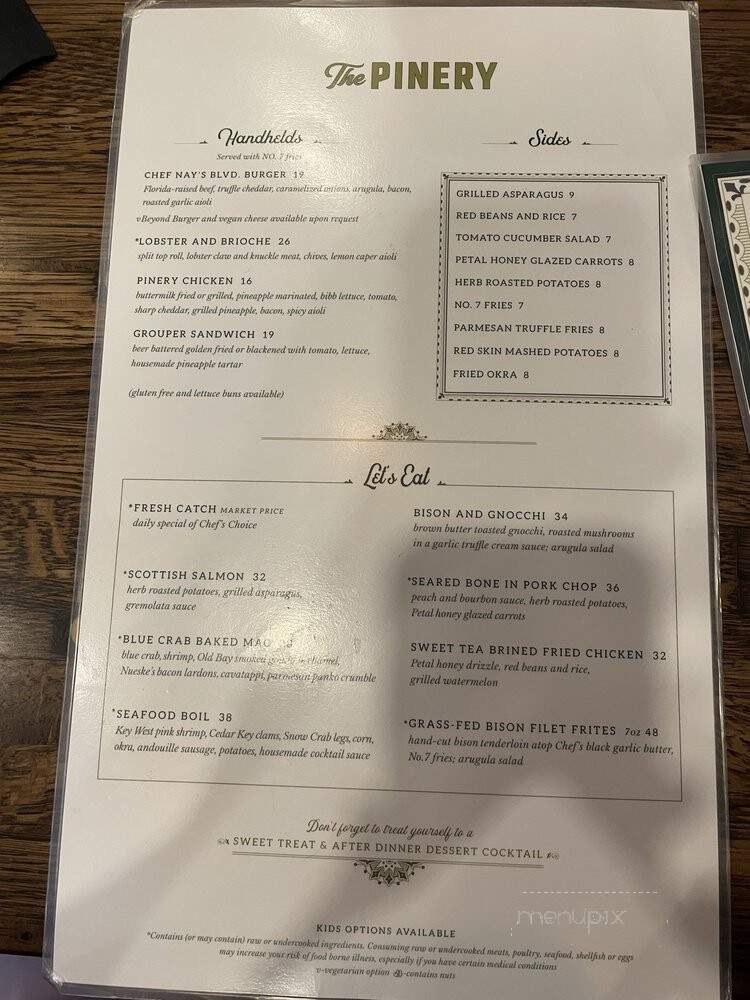 The Pinery - Orlando, FL menu_pic
