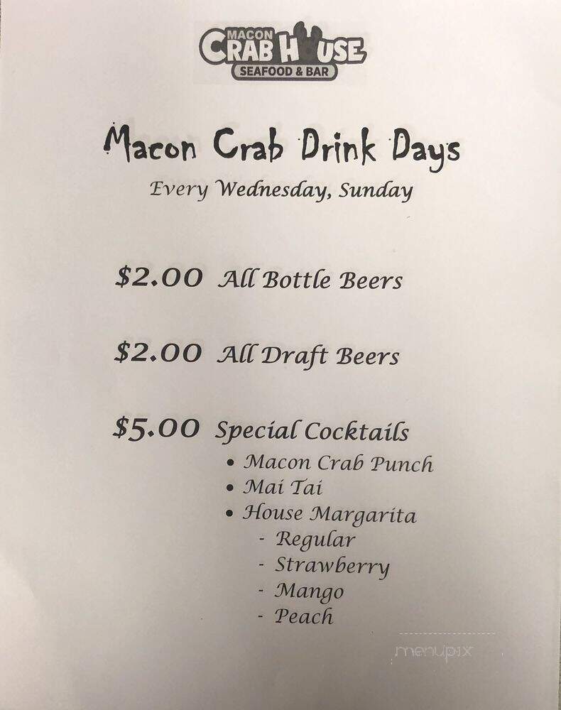 Macon Crab House - Macon, GA menu_pic