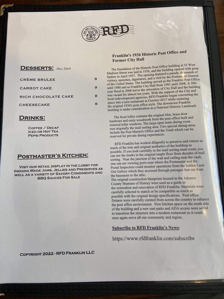 RFD Franklin - Franklin, IN menu_pic