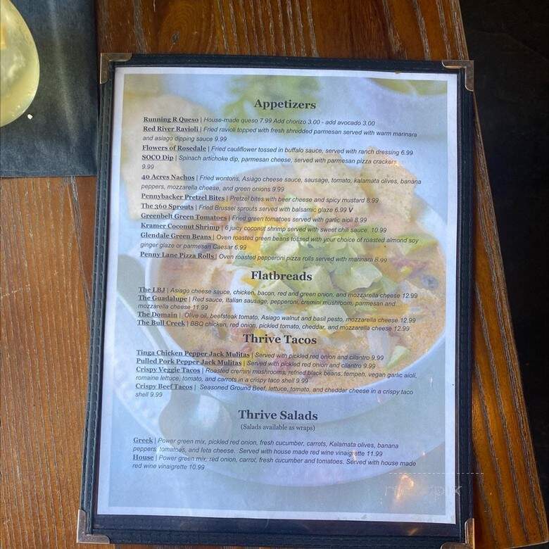 Thrive Craft House - Austin, TX menu_pic