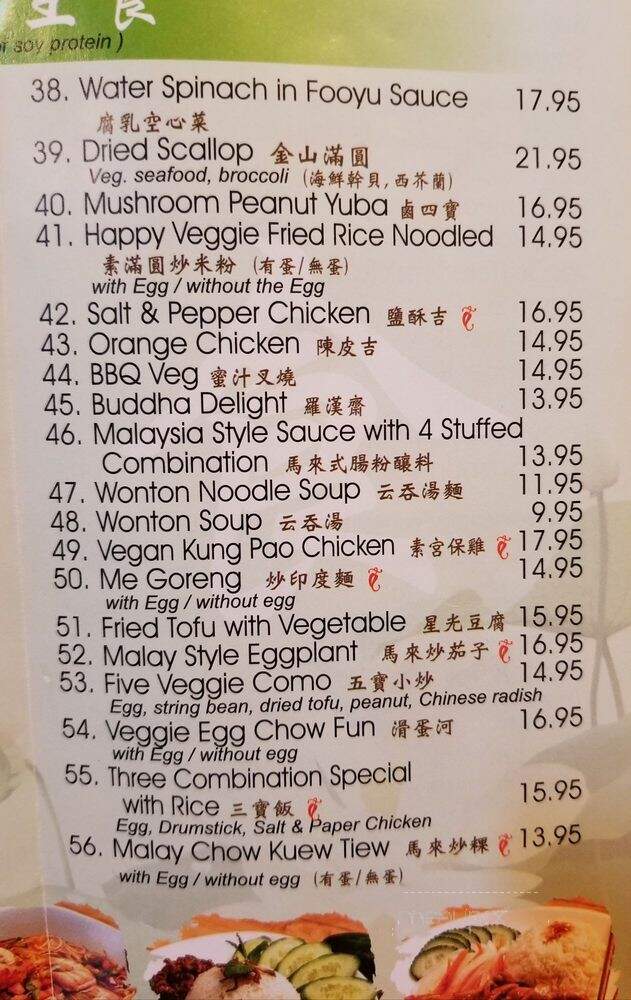Happy Veggie Restaurant - New York, NY menu_pic