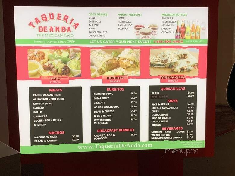 Taqueria De Anda - Orange, CA menu_pic