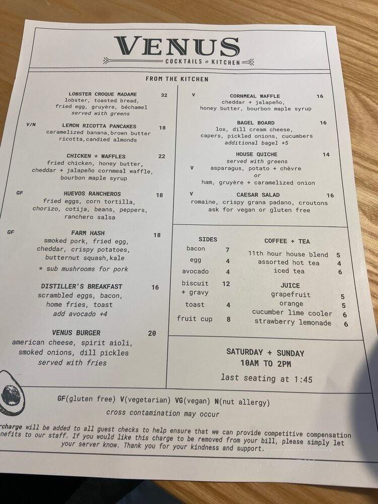 Venus Spirits Cocktails & Kitchen - Santa Cruz, CA menu_pic