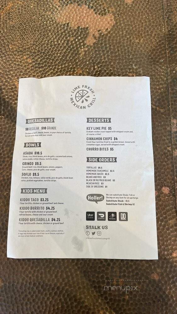 LIME Fresh Mexican Grill - North Miami Beach, FL menu_pic