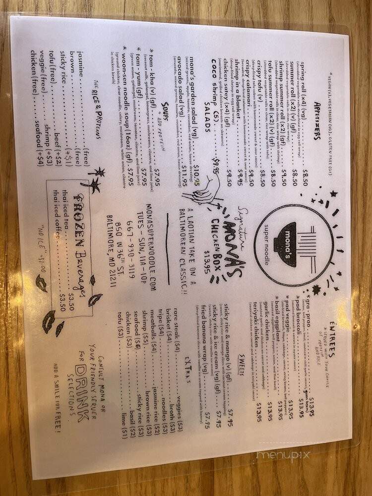Mona's Super Noodle - Baltimore, MD menu_pic