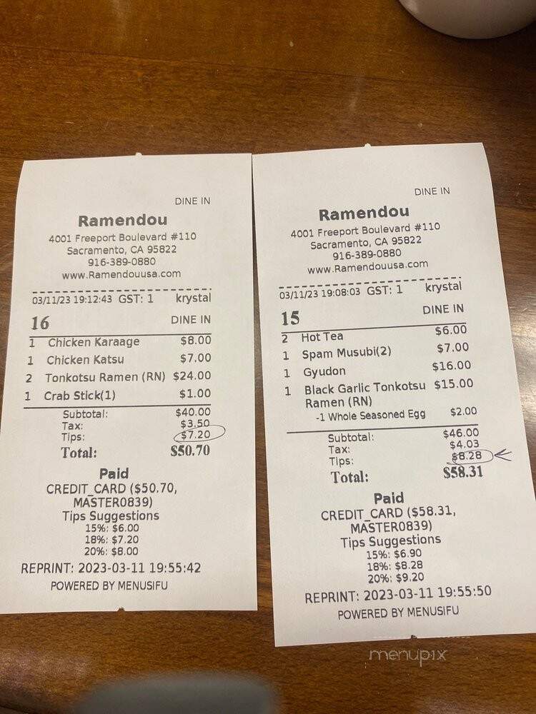 Ramendou - Sacramento, CA menu_pic
