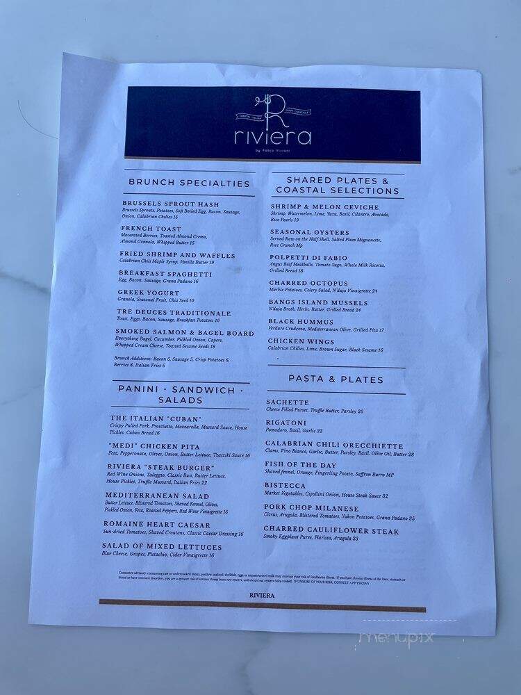 Riviera by Fabio Viviani - Fort Lauderdale, FL menu_pic