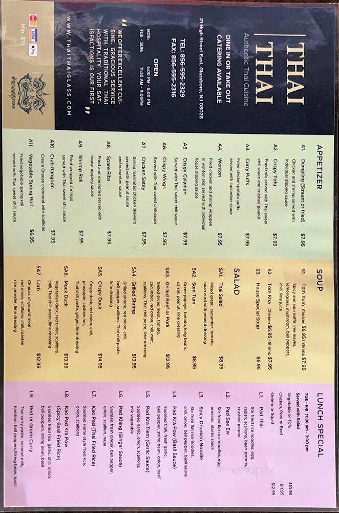 Thai Thai - Glassboro, NJ menu_pic