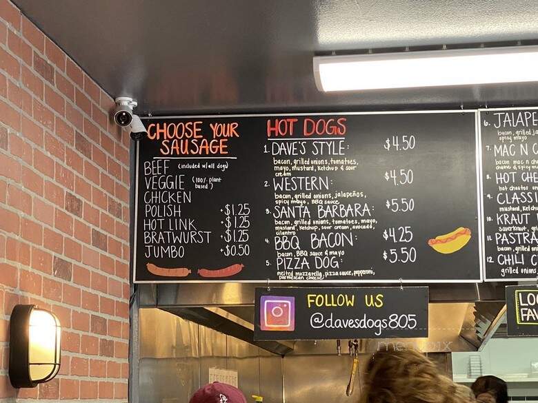 Dave's Dogs - Santa Barbara, CA menu_pic