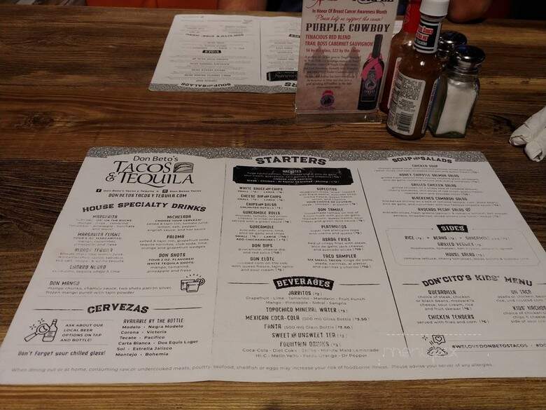Don Beto's Tacos & Tequila - Clayton, NC menu_pic