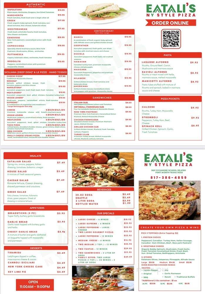 Eatali's Pizza - Fort Worth, TX menu_pic