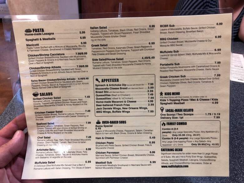 Redfish Pizza - Kenner, LA menu_pic