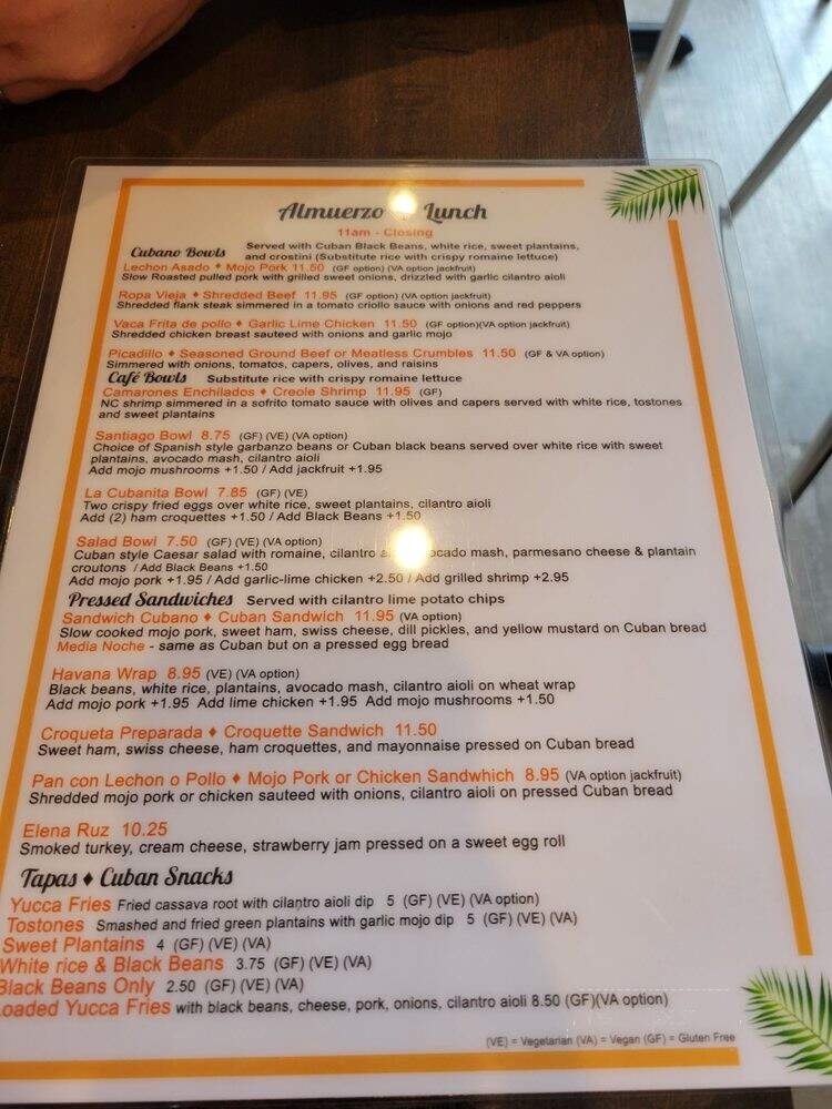 Cousins Cuban Cafe - Black Mountain, NC menu_pic