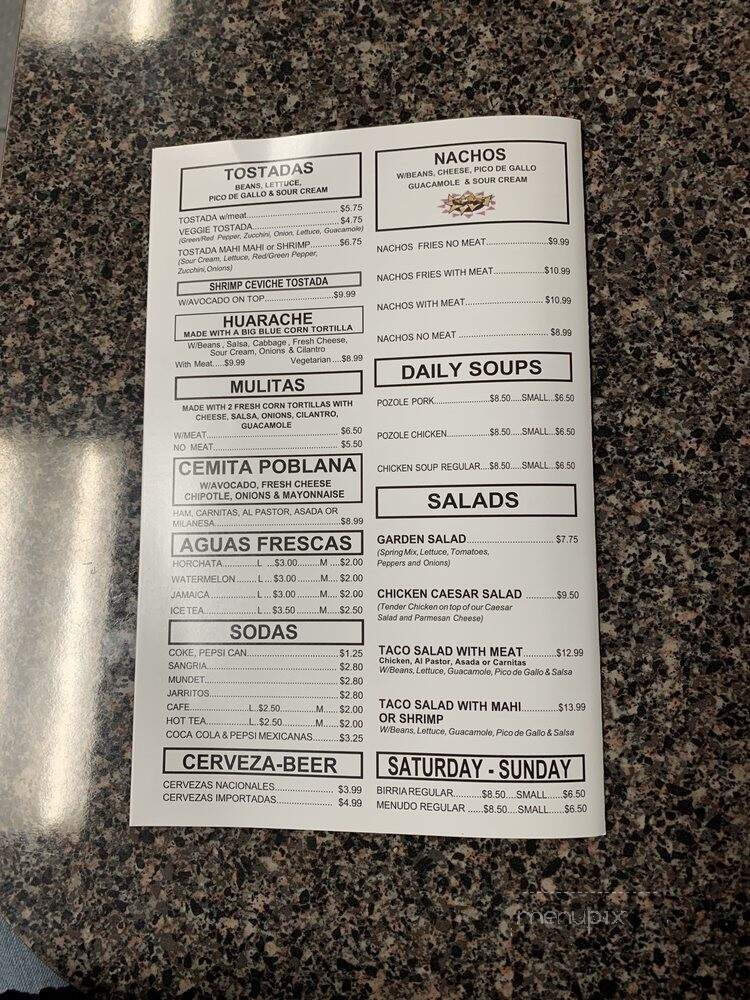 Tacos Meche - La Mirada, CA menu_pic