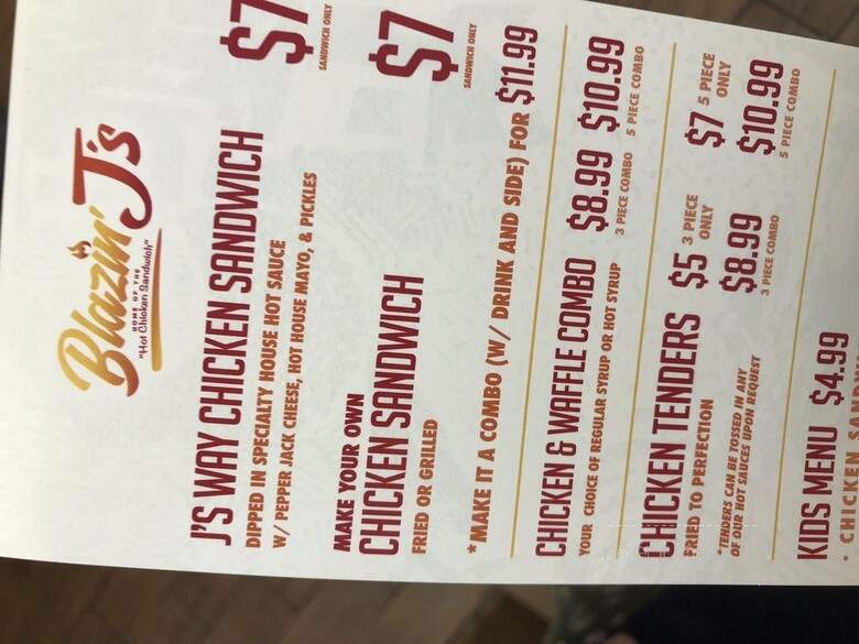 Blazin Js - Lancaster, PA menu_pic
