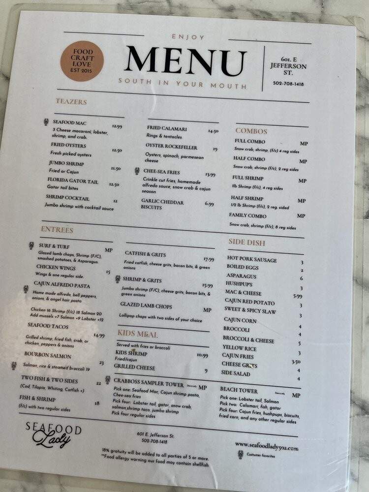 The Seafood Lady - Louisville, KY menu_pic