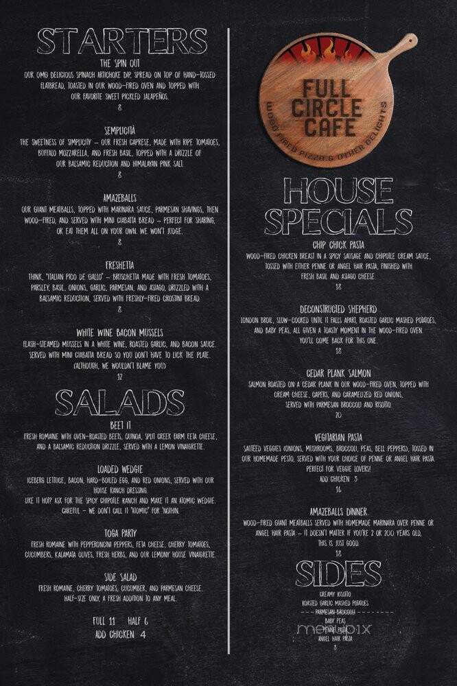 Full Circle Cafe - Anderson, SC menu_pic