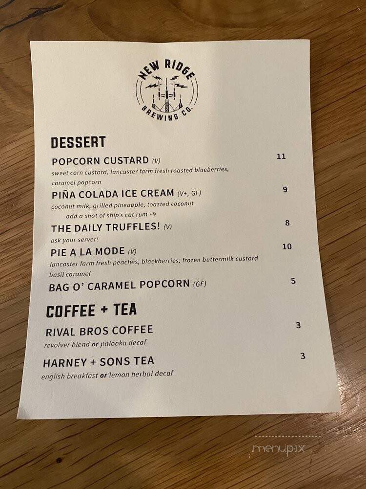 New Ridge Brewing - Philadelphia, PA menu_pic