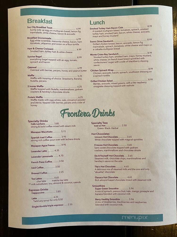 Frontera Churros, Coffee, & Beer - El Paso, TX menu_pic