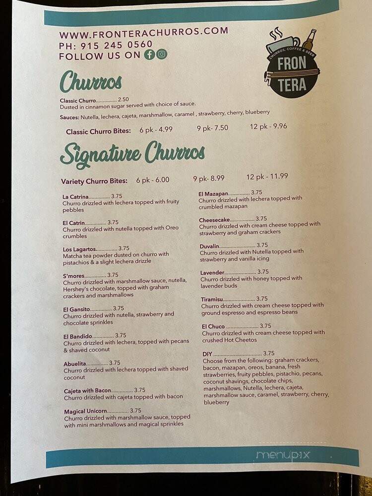 Frontera Churros, Coffee, & Beer - El Paso, TX menu_pic