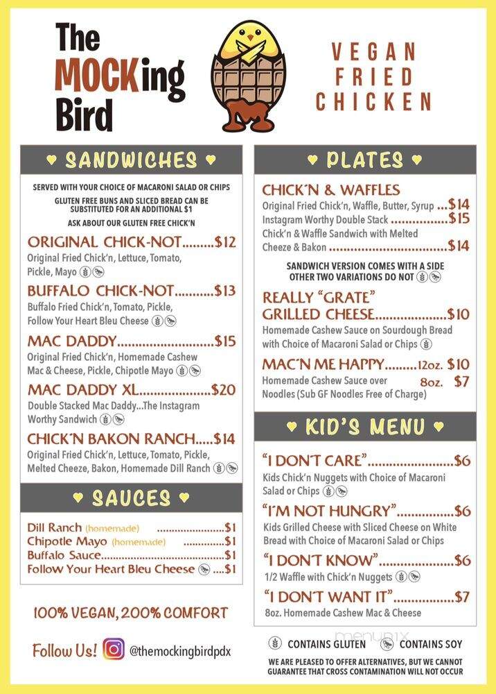 The Mocking Bird - Portland, OR menu_pic