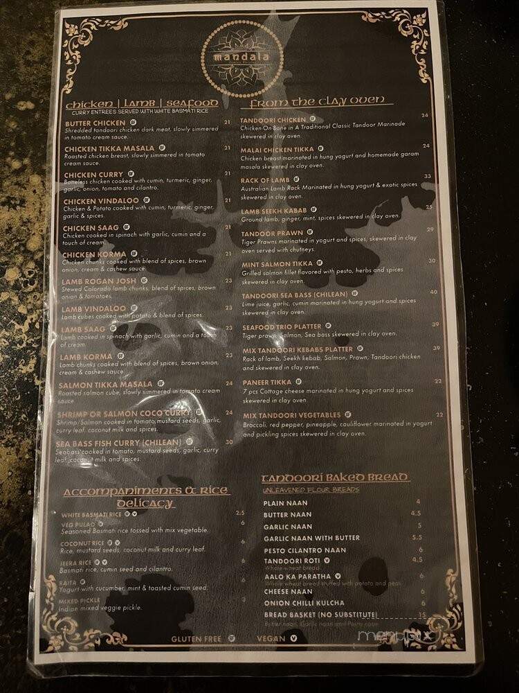 Mandala Indian Cuisine - Saratoga, CA menu_pic