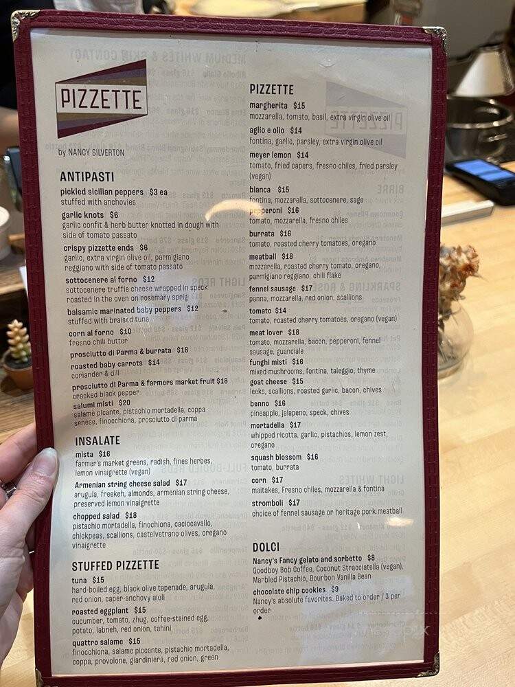Pizzette - Culver City, CA menu_pic