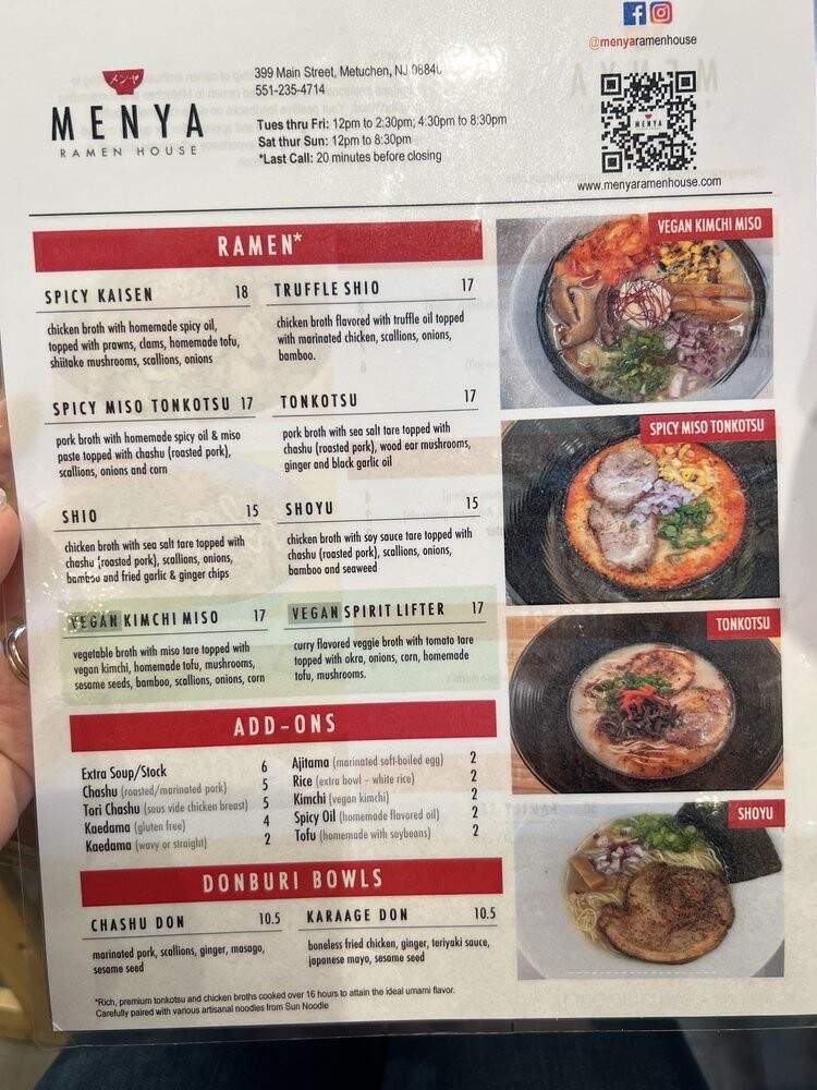 Menya Ramen House - Metuchen, NJ menu_pic