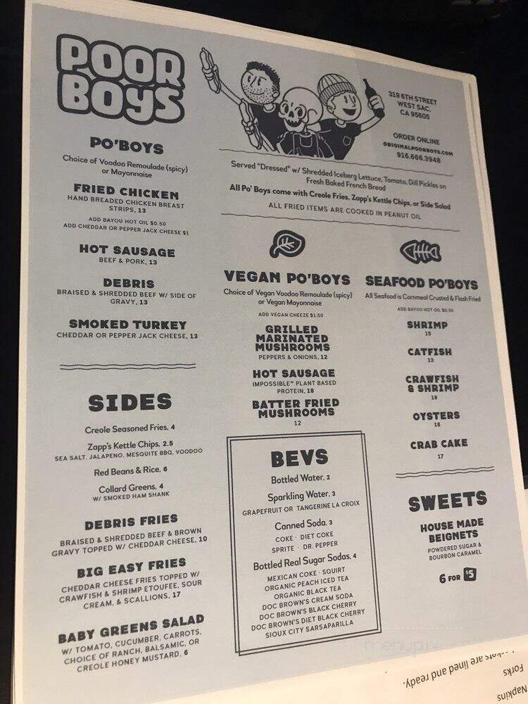 Poor Boys - West Sacramento, CA menu_pic