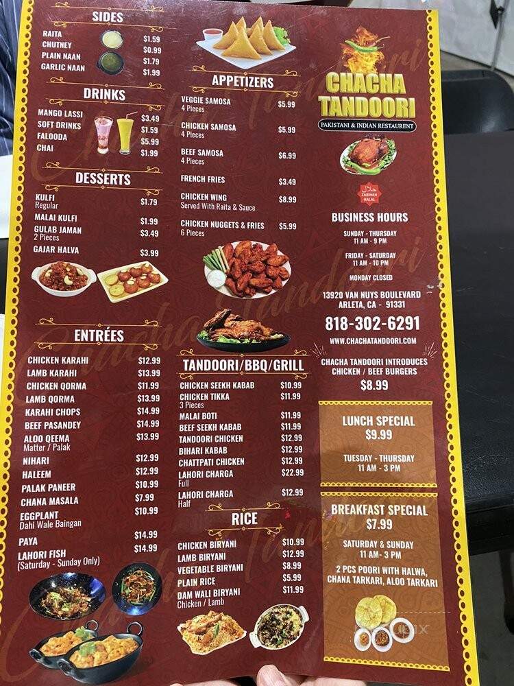 Chacha Tandoori - Arleta, CA menu_pic